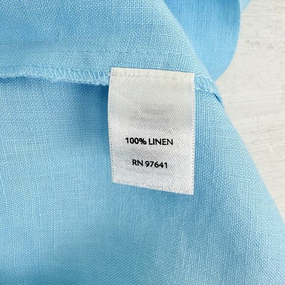 J. Jill Linen Shift Dress M Light Blue Pleated Minimalist Beach Coastal Relaxed - Picture 7 of 11